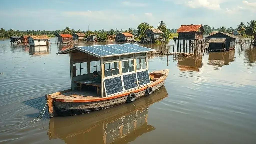 Escolas flutuantes em Bangladesh levam educação a regiões alagadas