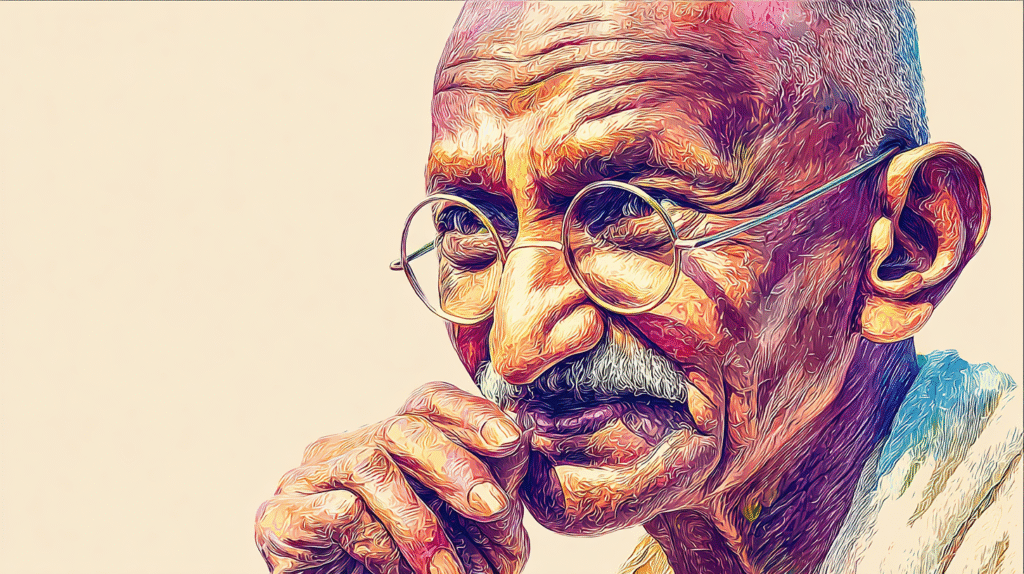 Gandhi Pensativo colorido