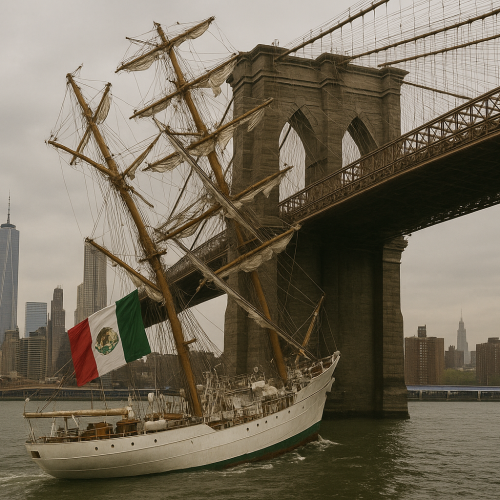 Navio mexicano colide com ponte do Brooklyn em NY e deixa mortos