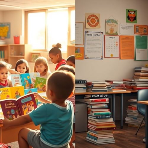 {"prompt":"A vibrant and bustling classroom scene filled with diverse children engaged in various literacy activities. On one side, a group of eager youngsters, each representing different ethnic backgrounds, are gathered around a colorful, interactive learning center. They are enthusiastically exploring brightly illustrated books, their faces lit up with curiosity and delight. Sunlight pours in through large windows, casting warm golden rays that illuminate the room, enhancing the joyful atmosphere. In contrast, the other side of the room displays a somber corner, showcasing a single child sitting alone at a desk, surrounded by stacks of books, looking perplexed and disconnected from the engaging environment around them. The walls are adorned with educational posters, but the disparity in engagement and enthusiasm starkly highlights the unnoticed differences in literacy experiences.nnDados de alfabetizacao do Saeb revelam discrepancia com programa do MEC. Gere imagem sem textos ou palavras","originalPrompt":"Dados de alfabetizacao do Saeb revelam discrepancia com programa do MEC. Gere imagem sem textos ou palavrasn","width":1280,"height":720,"seed":698999829,"model":"flux","enhance":true,"nologo":true,"negative_prompt":"worst quality, blurry","nofeed":false,"safe":false,"isMature":false,"isChild":false}