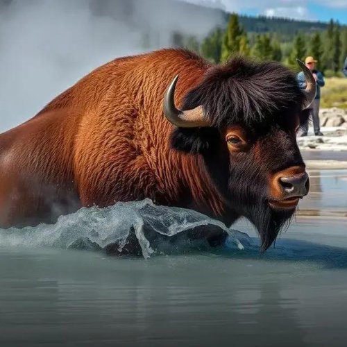 Bisão morre fervido em água termal diante de turistas no Parque Yellowstone