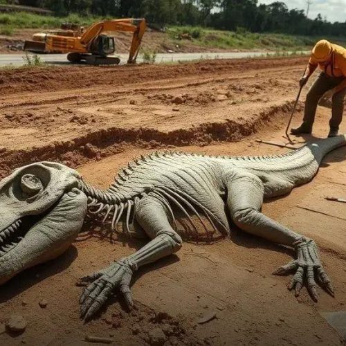 Fósseis de Mesosaurus paralisam obra de asfalto no Paraná