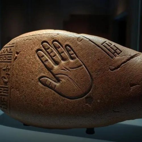 Marca de mão de 4 mil anos é descoberta em objeto funerário egípcio